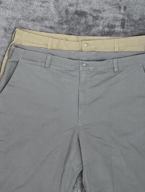 2 Lot Duluth Trading Ballroom Pants Tan/Gray 46x30 Relaxed Utility Fit Workwear